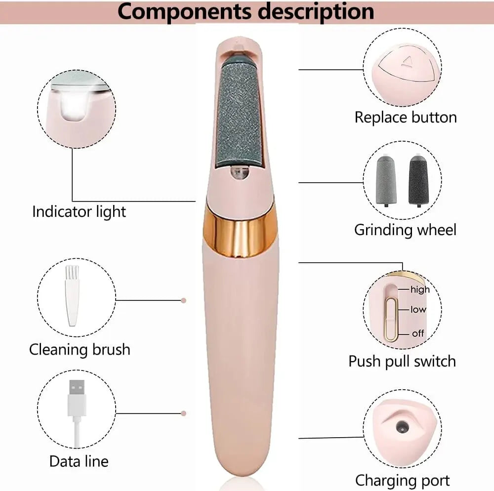Electronic Tool File and Healing Tissue Remover Electric Foot Grinder Pink