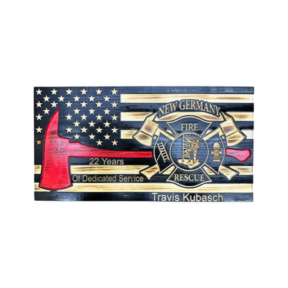 Custom Thin Red Line Firefighter Flag with Axe and Badge