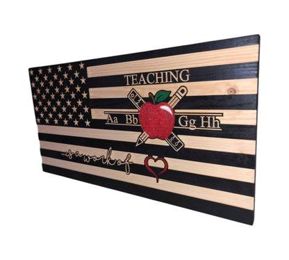 Personalized Teacher Appreciation Wooden Flag