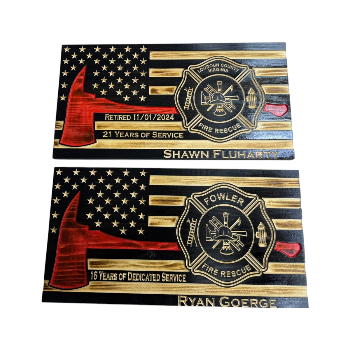 Custom Thin Red Line Firefighter Flag with Axe and Badge