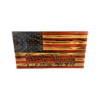 Wooden American Flag with We the People Engraving
