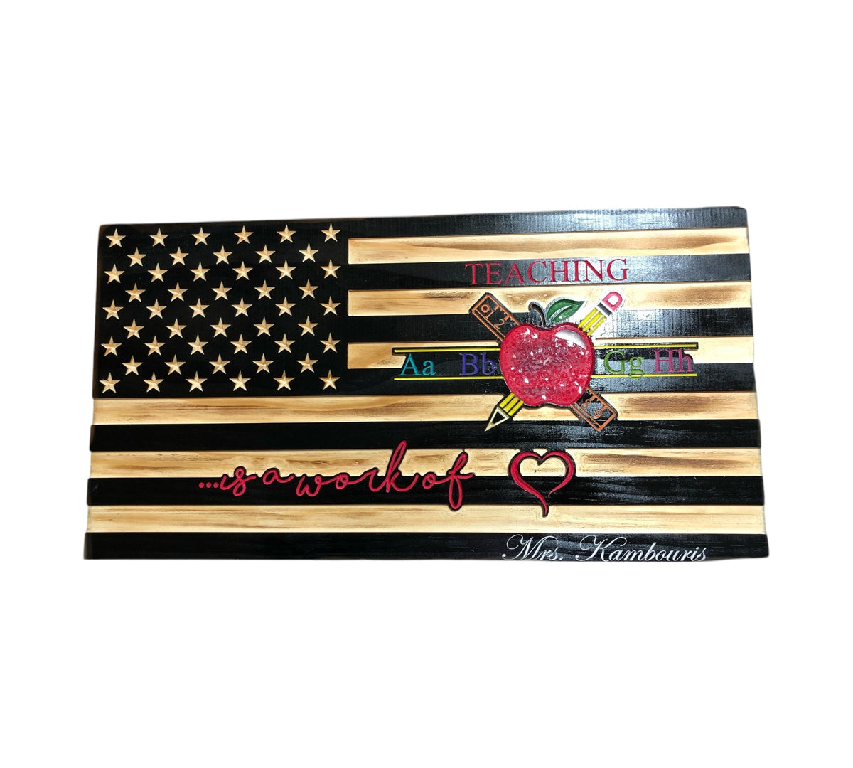 Personalized Teacher Appreciation Wooden Flag