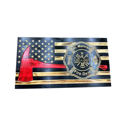 Custom Thin Red Line Firefighter Flag with Axe and Badge