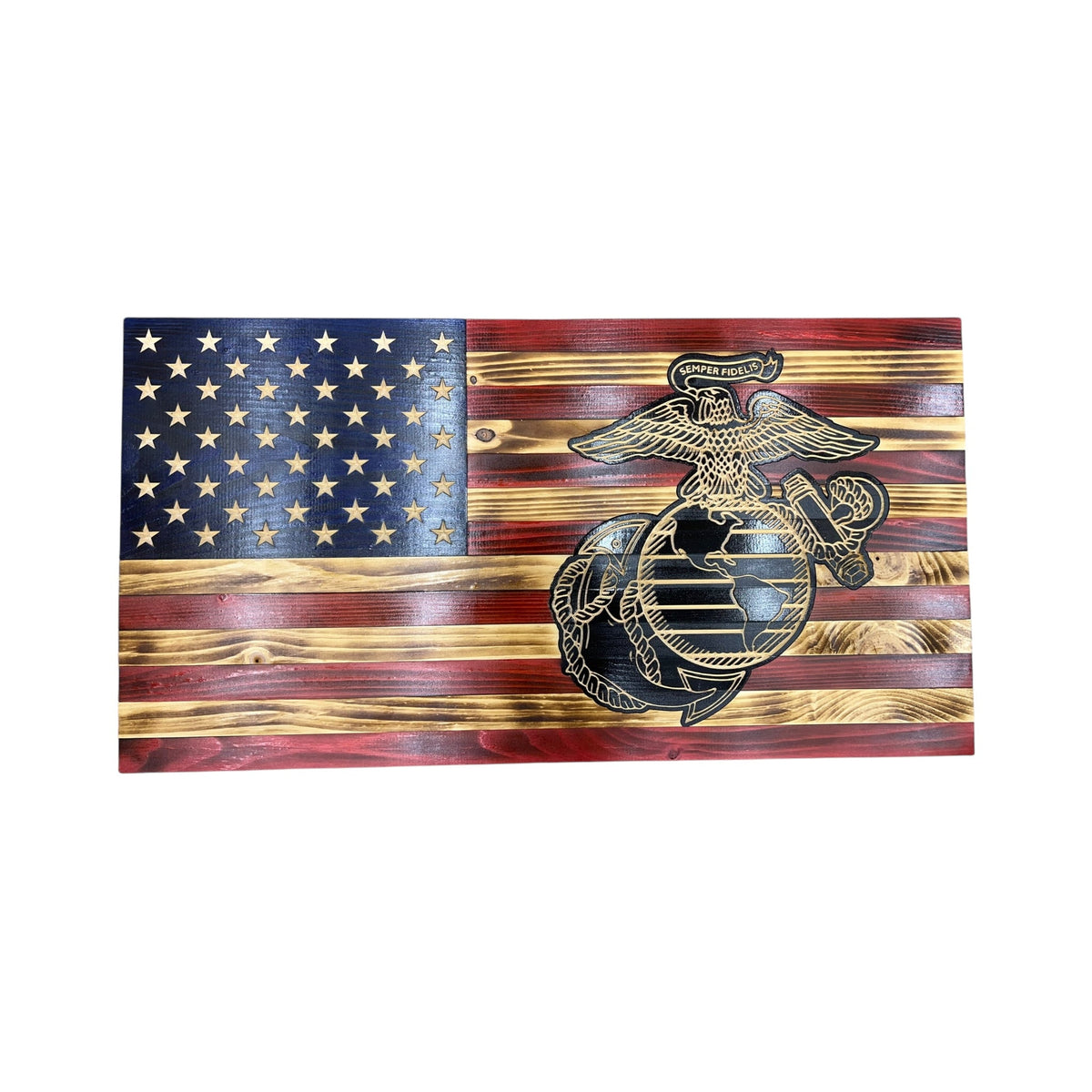 Personalized Wooden American Flag for Marines