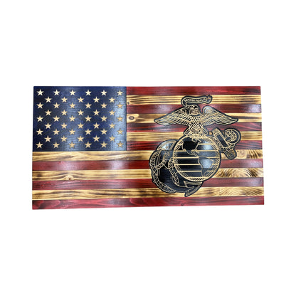 Personalized Wooden American Flag for Marines