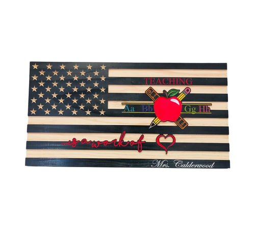 Personalized Teacher Appreciation Wooden Flag