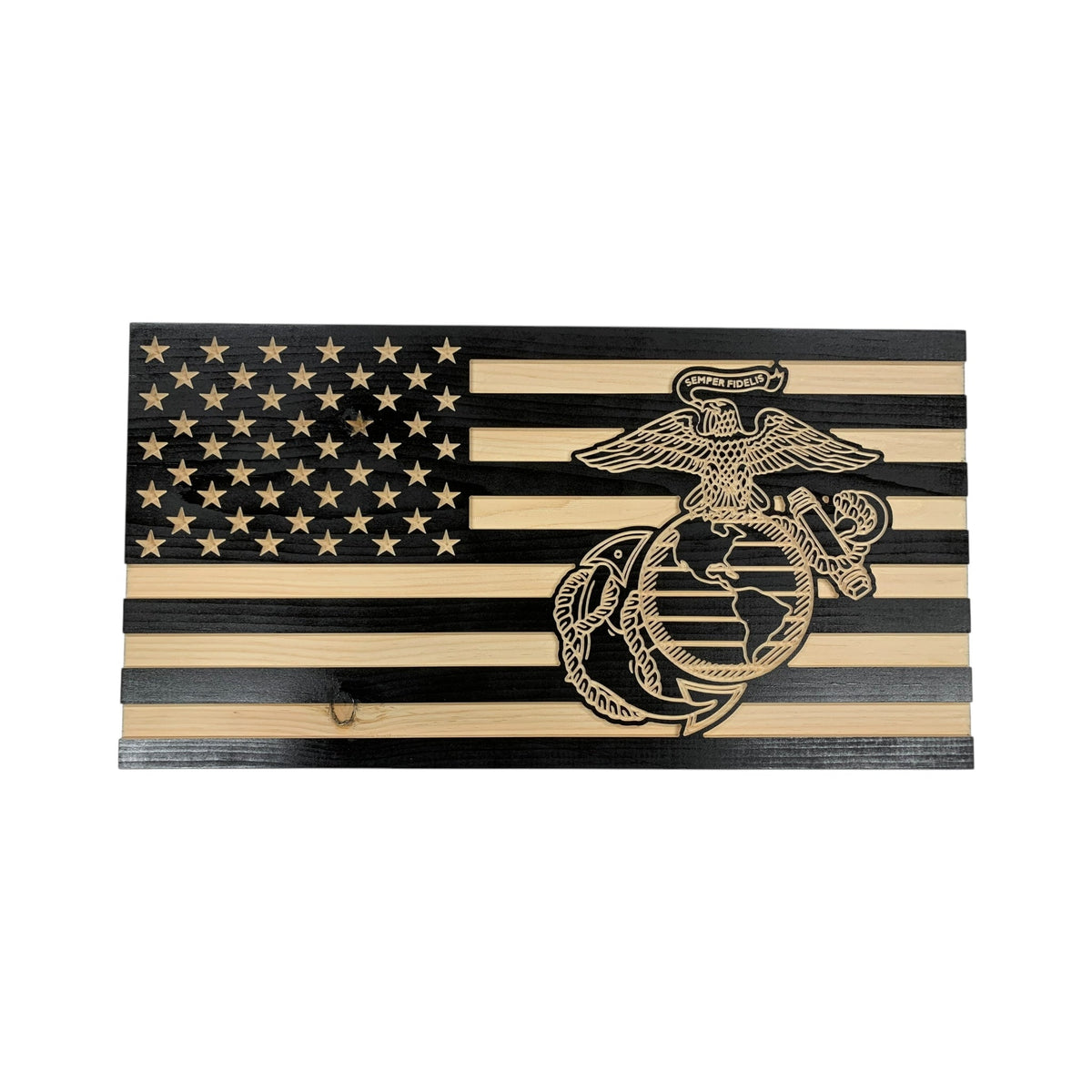 Personalized Wooden American Flag for Marines
