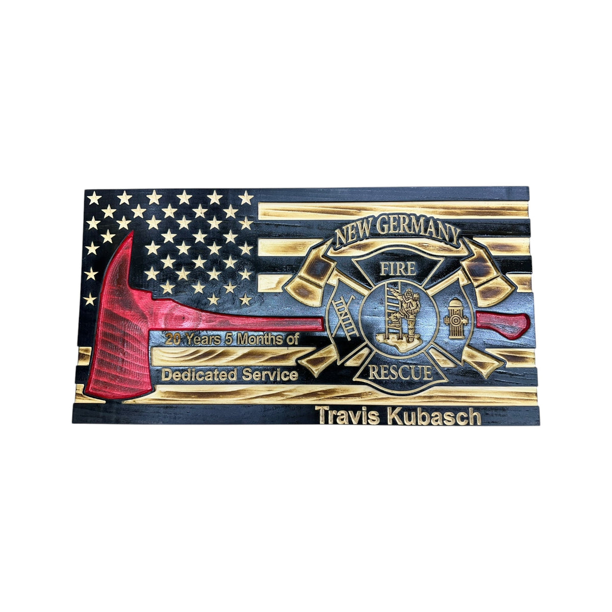 Custom Thin Red Line Firefighter Flag with Axe and Badge