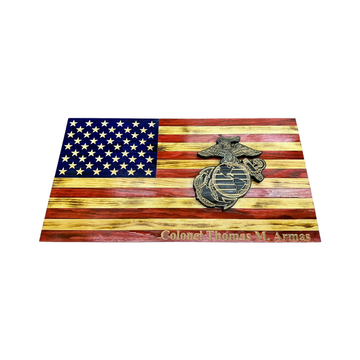 Personalized Wooden American Flag for Marines