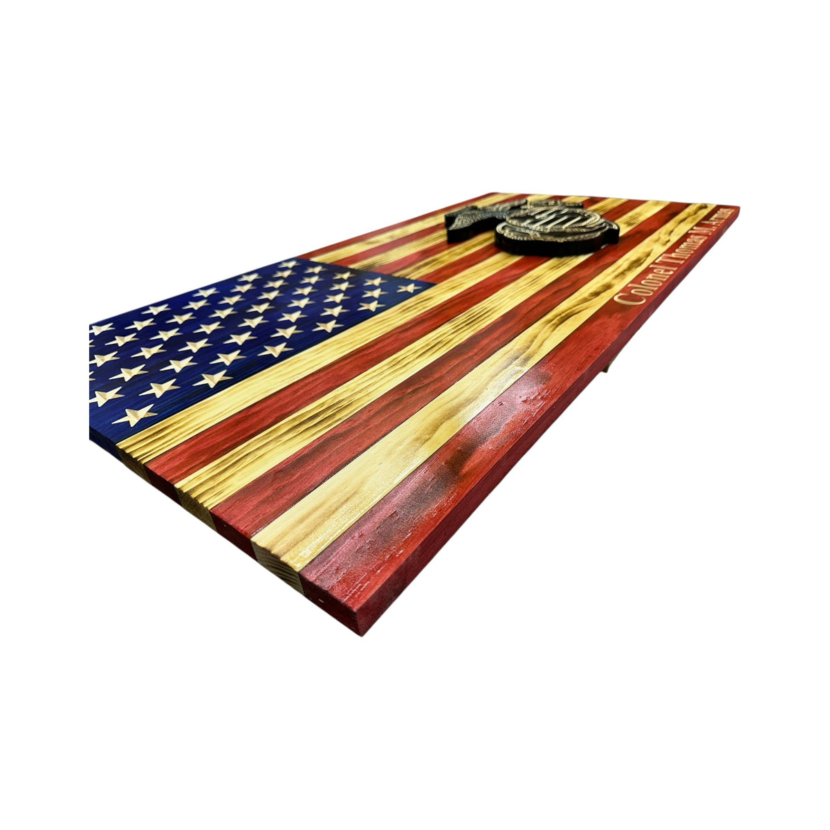 Personalized Wooden American Flag for Marines