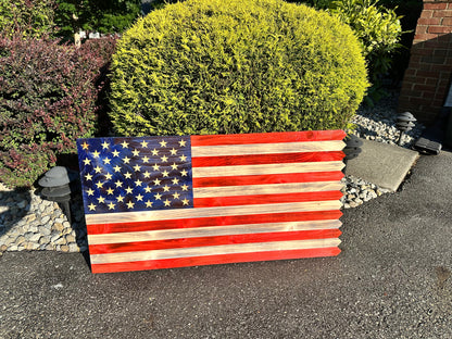 Custom Wooden American Picket Fence Flag with Ground Stakes