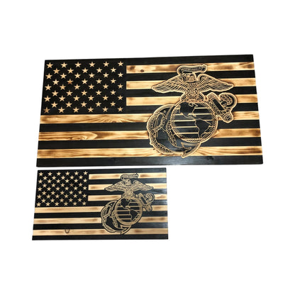Personalized Wooden American Flag for Marines