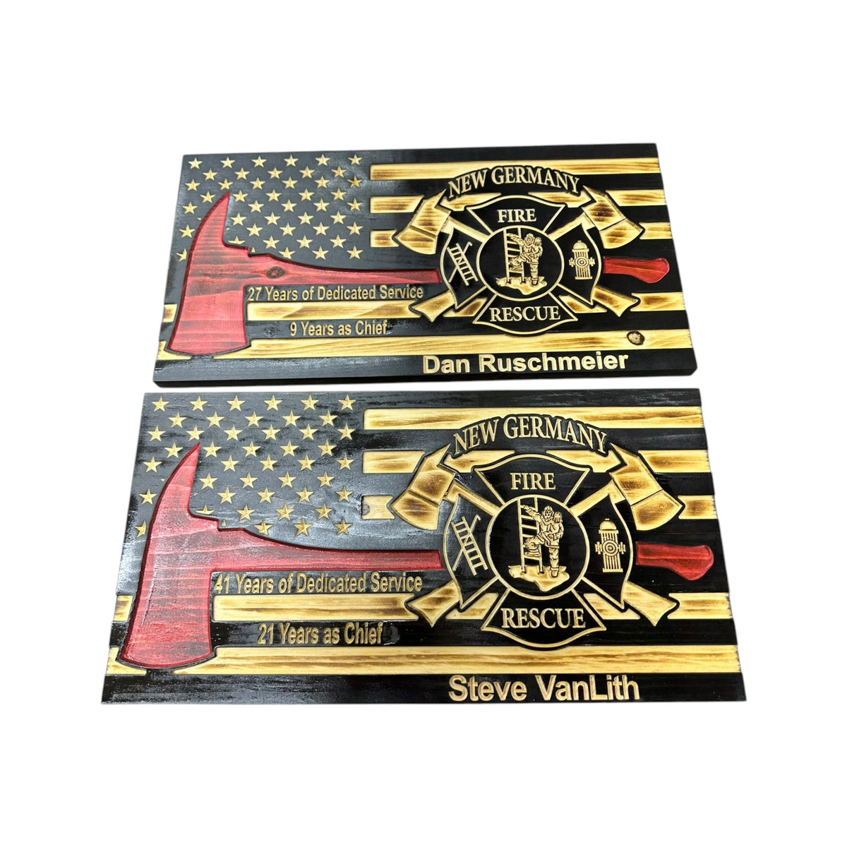 Custom Thin Red Line Firefighter Flag with Axe and Badge