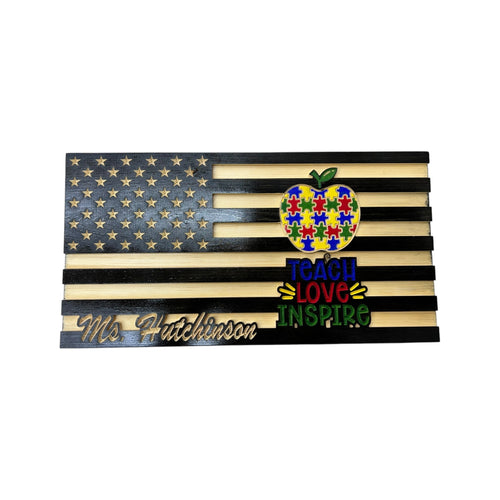 Personalized Wooden American Flag for Teachers