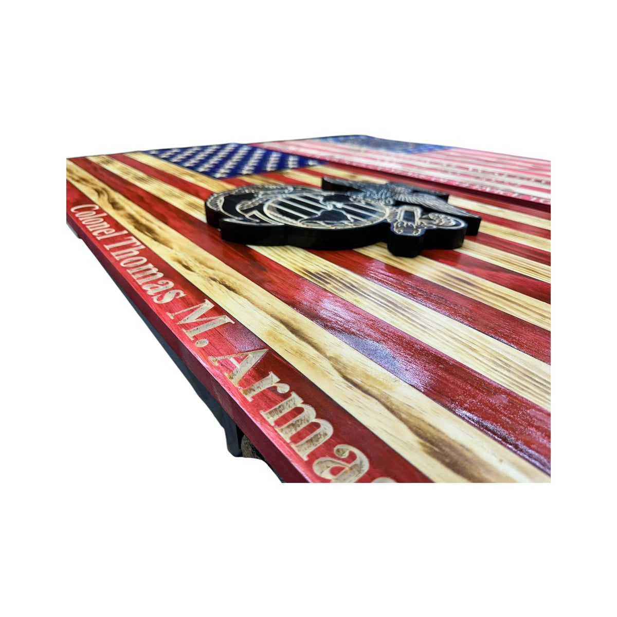 Personalized Wooden American Flag for Marines