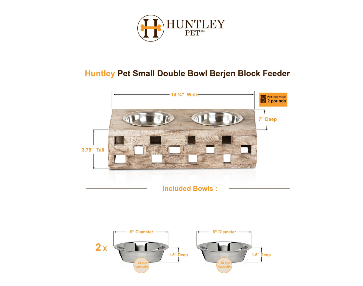 Huntley Pet Elevated Dog and Cat Double Bowl Feeder