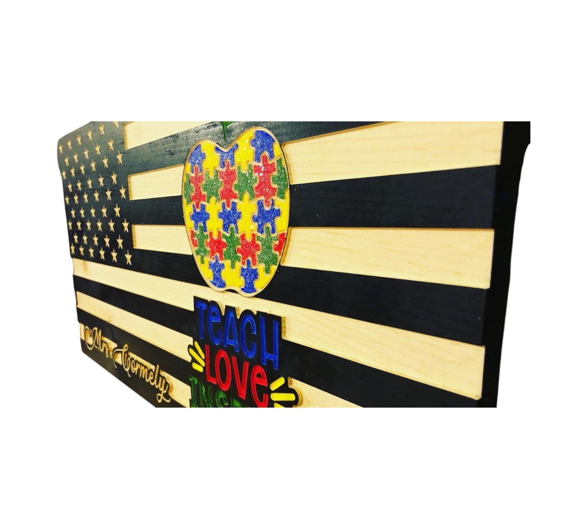 Personalized Wooden American Flag for Teachers