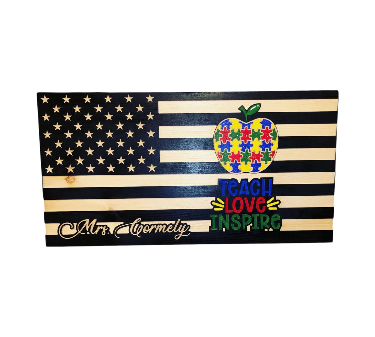Personalized Wooden American Flag for Teachers