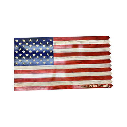 Custom Wooden American Picket Fence Flag with Ground Stakes