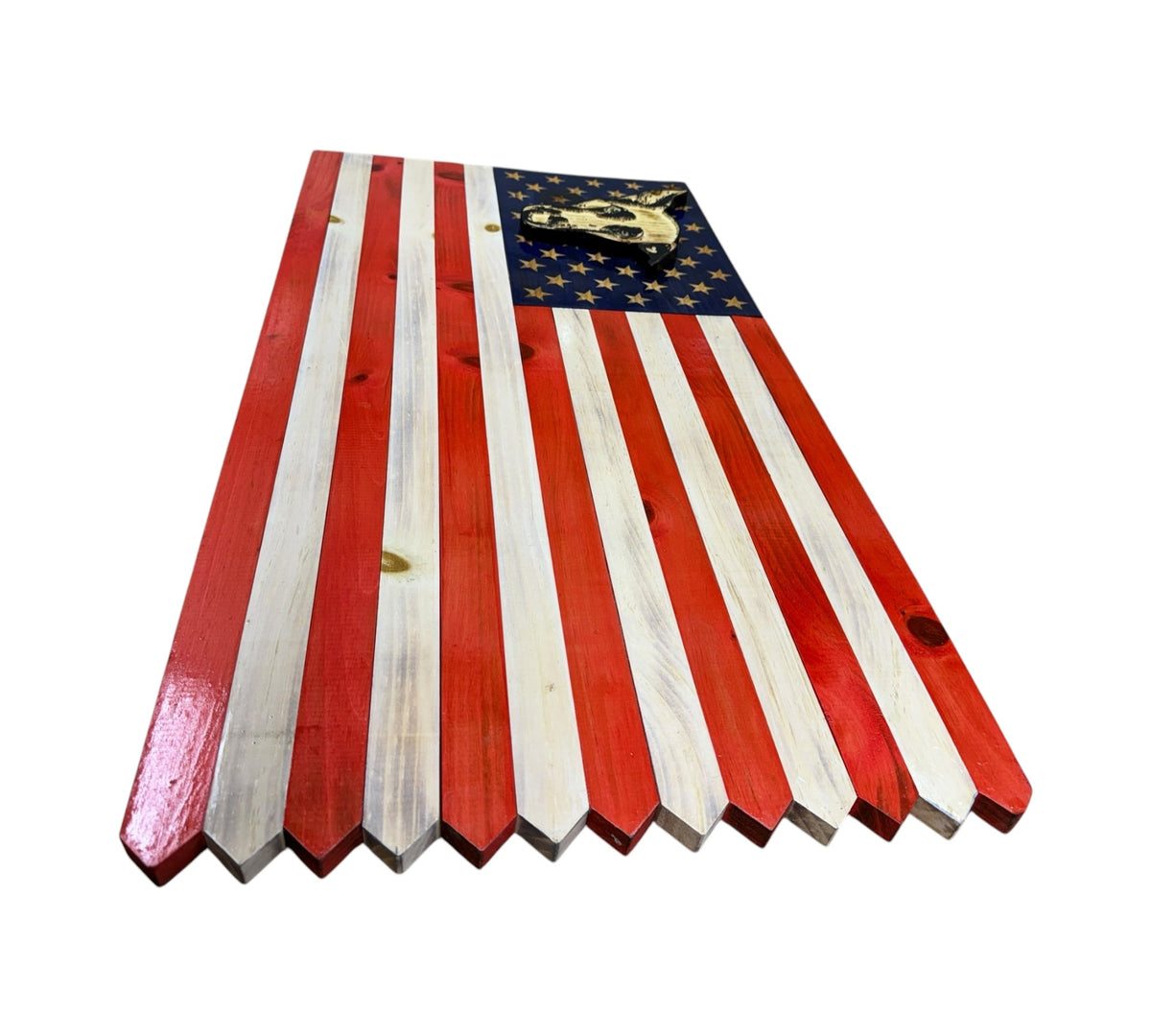 Custom Wooden American Picket Fence Flag with Ground Stakes