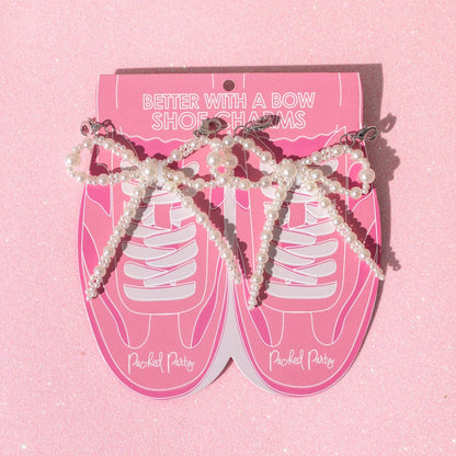 Shoe Charm Set  - White Pearl Bows