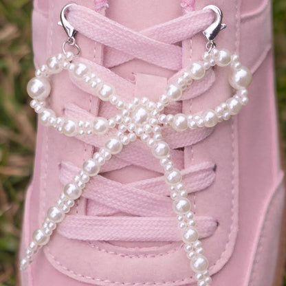 Shoe Charm Set  - White Pearl Bows