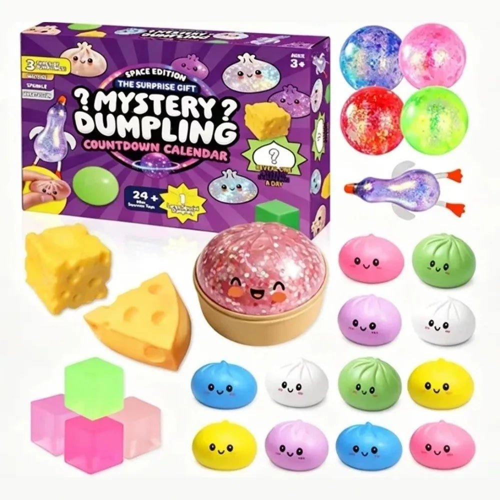 Soft Mystery Dumpling Advent Calendar Fidget Slow Resilience Dumplings Anxiety Relief Decompression Dumpling Dough Ball