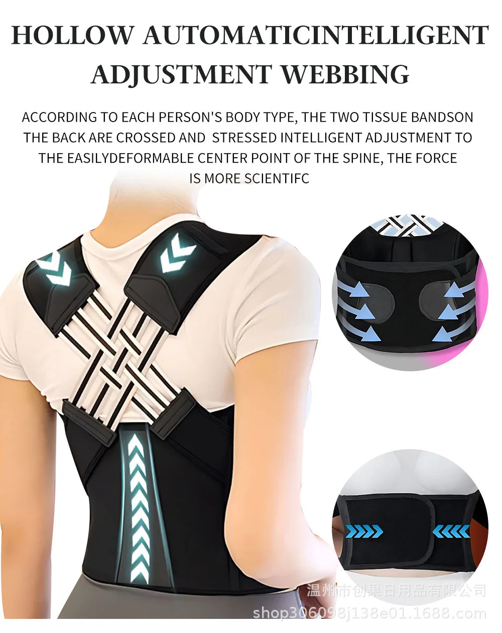 Back Brace Posture Corrector for Women and Men, Shoulder Straightener Adjustable Full Back Support Upper and Lower