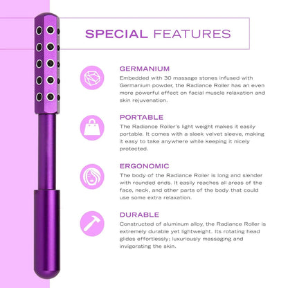 Face Massage Roller Face Skin Firming Lifting Anti-aging Beauty Tool with 30 Precious Germanium Stones Skin Care Tools