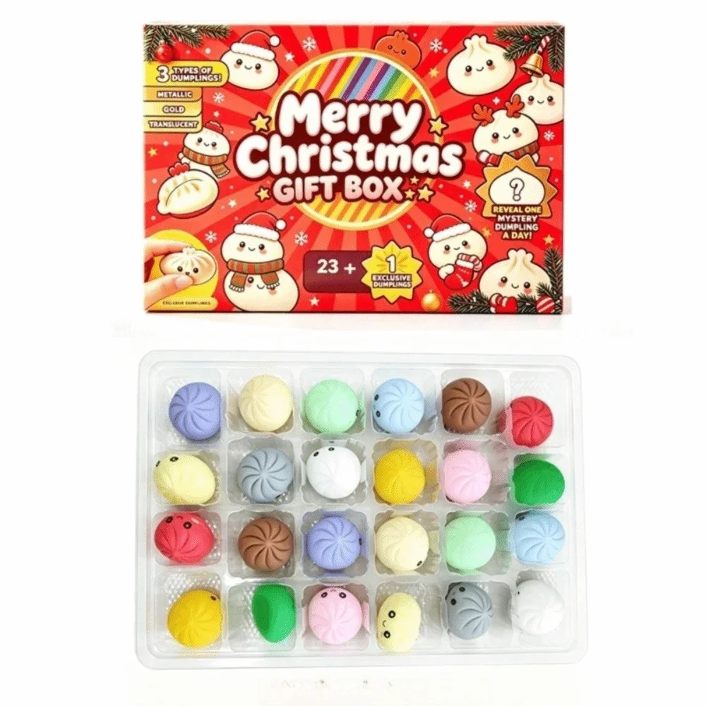 Soft Christmas Dumpling Advent Calendar Fidget Anxiety Relief Mystery Dumplings Toy Slow Resilience Decompression