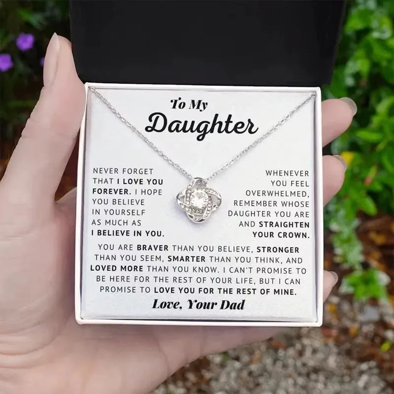 To My Daughter Gifts From Dad Heart Knot Pendant Christmas Gift Father Daughter Girl Necklace 2024 New Hot Dropshipping