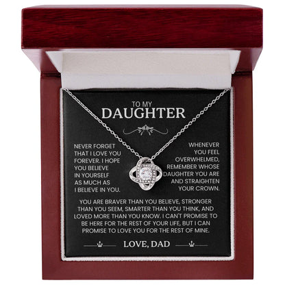 To My Daughter Gifts From Dad Heart Knot Pendant Christmas Gift Father Daughter Girl Necklace 2024 New Hot Dropshipping
