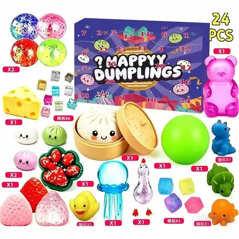 2026 Advent Calendar Calendar Dumpling Squishy 24Day Dumpling Random BaoBun Squeeze Countdown Fidget AntiStress Christmas Gifts