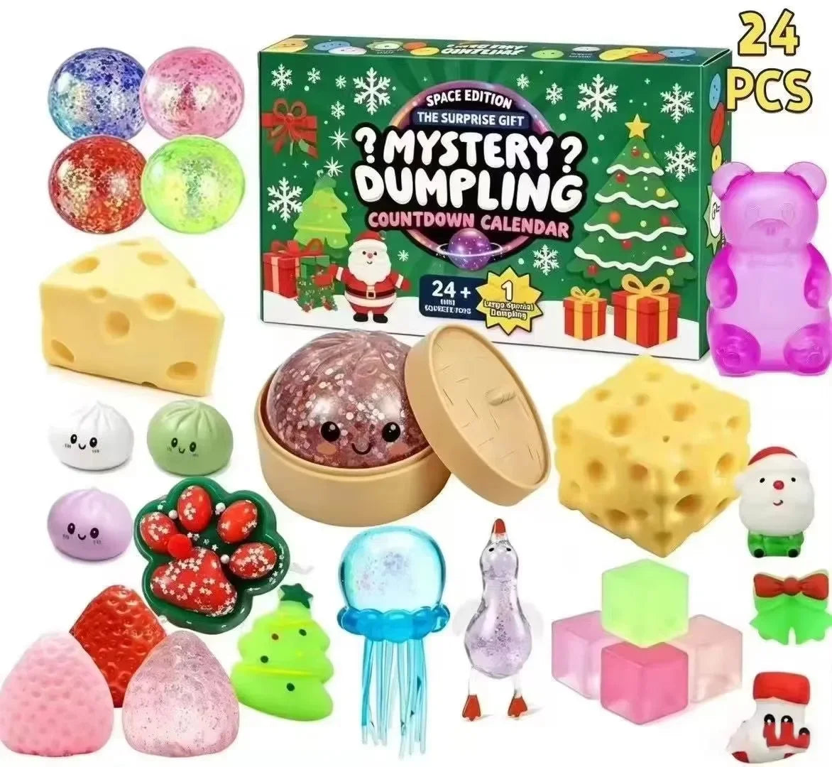 2026 Advent Calendar Calendar Dumpling Squishy 24Day Dumpling Random BaoBun Squeeze Countdown Fidget AntiStress Christmas Gifts