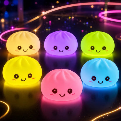 2027 New Dumpling Night Lights Glowing Dumplings Desktop Ornament Cute Glowing Dumpling Steamer Box Kawaii Dumpling Lights Gifts