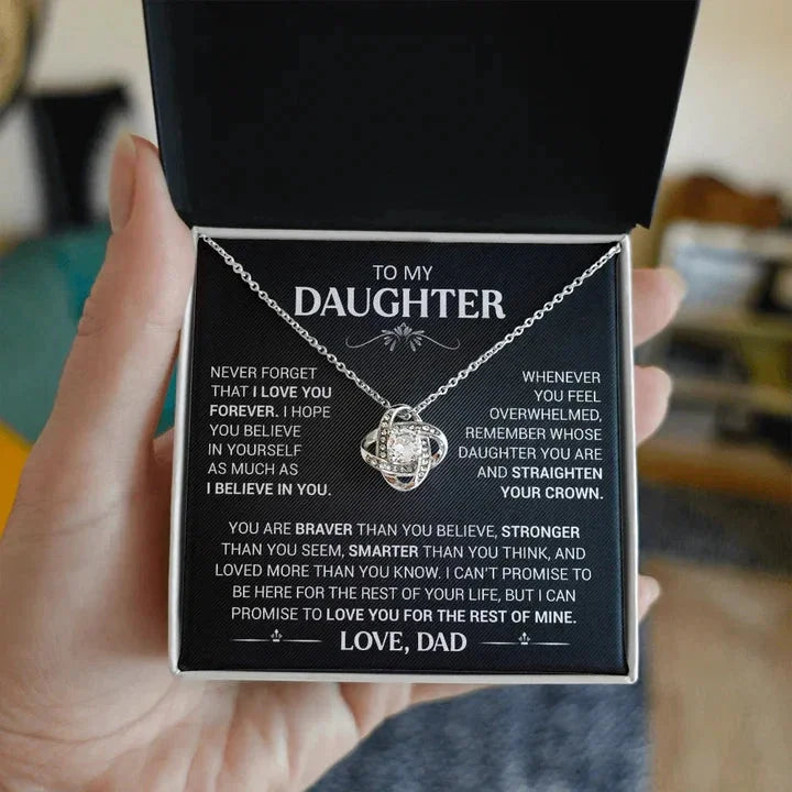 To My Daughter Gifts From Dad Heart Knot Pendant Christmas Gift Father Daughter Girl Necklace 2024 New Hot Dropshipping