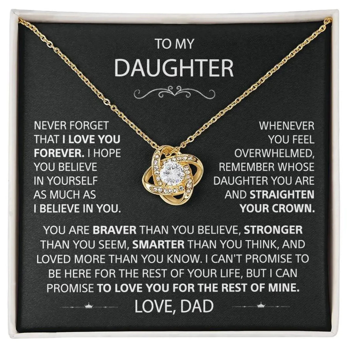 To My Daughter Gifts From Dad Heart Knot Pendant Christmas Gift Father Daughter Girl Necklace 2024 New Hot Dropshipping