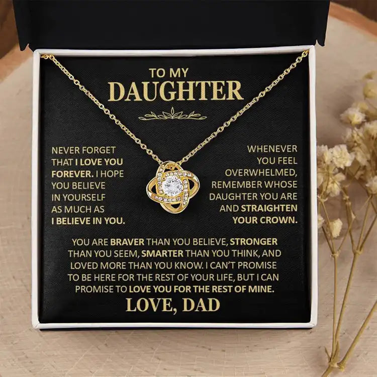 To My Daughter Gifts From Dad Heart Knot Pendant Christmas Gift Father Daughter Girl Necklace 2024 New Hot Dropshipping