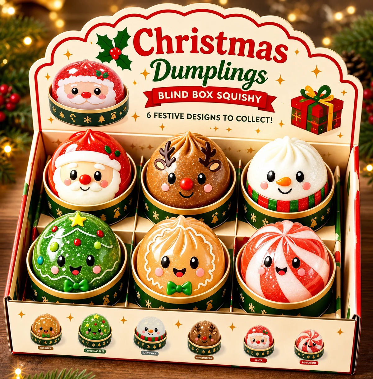 2026 Christmas Dumpling Squishy Snowman Elk Santa Claus Squeeze Ball with Box Stress Relief Merry Christmas New Year XMAS Gift