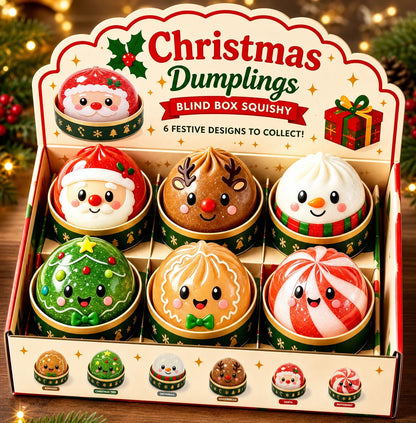 2026 Christmas Dumpling Squishy Snowman Elk Santa Claus Squeeze Ball with Box Stress Relief Merry Christmas New Year XMAS Gift