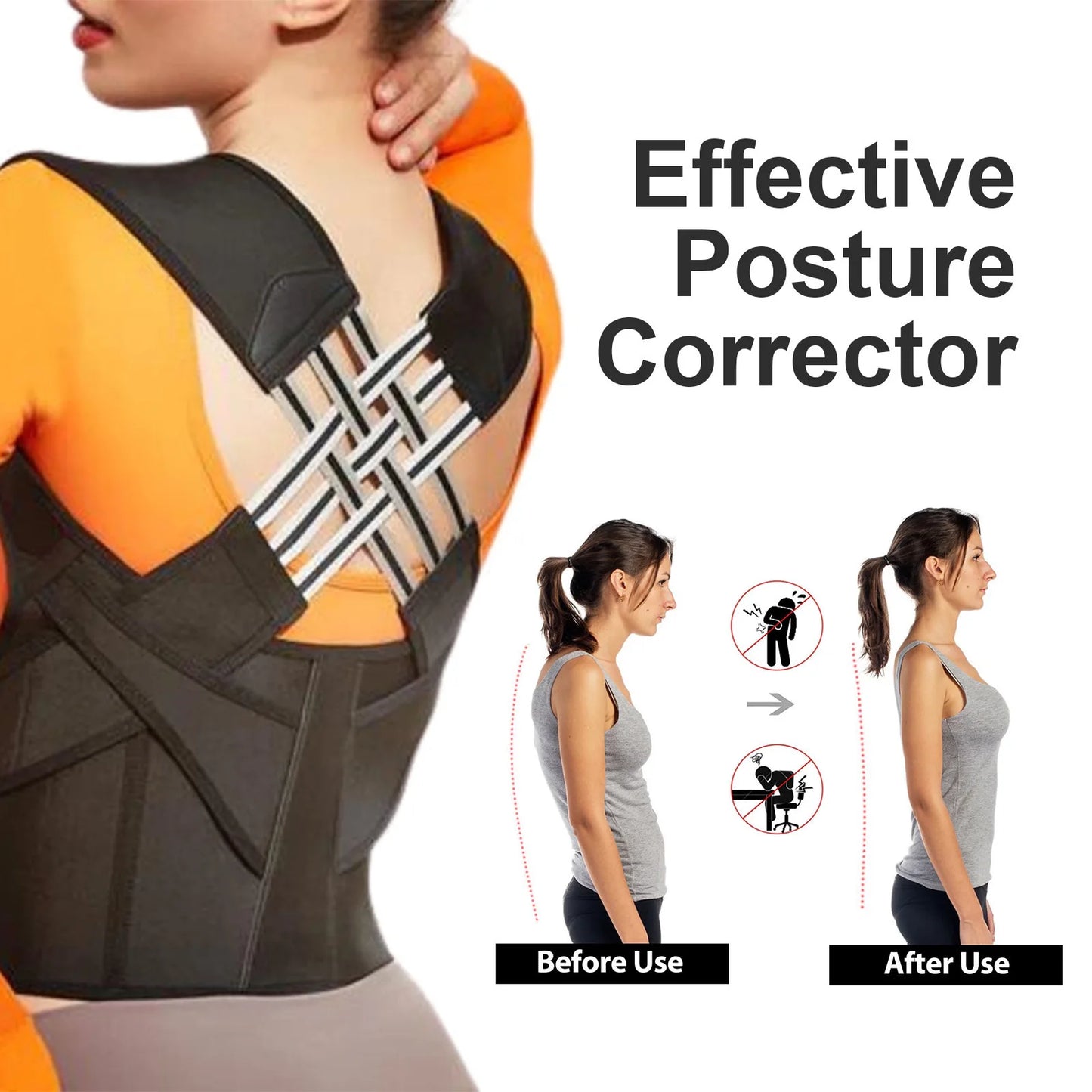 Posture Back Brace Adjustable Back Support Strap to Prevent Spinal Distortion and Hunchback for Men Women corrector de postura