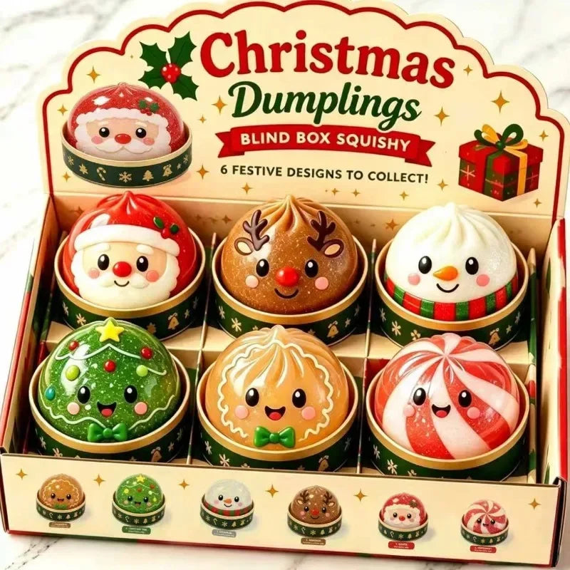 2026 Christmas Dumpling Squishy Snowman Elk Santa Claus Squeeze Ball with Box Stress Relief Merry Christmas New Year XMAS Gift