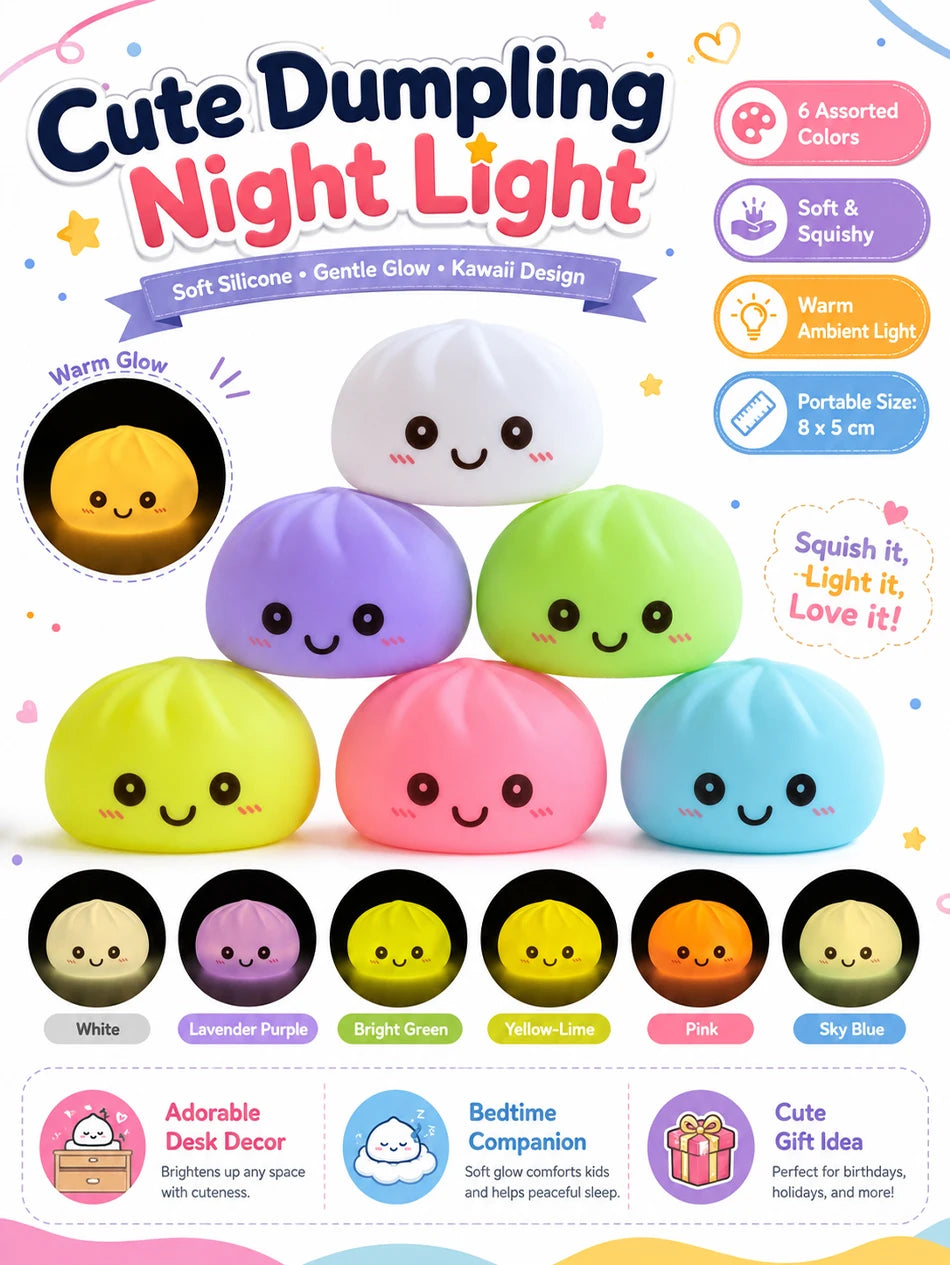 2027 New Dumpling Night Lights Glowing Dumplings Desktop Ornament Cute Glowing Dumpling Steamer Box Kawaii Dumpling Lights Gifts