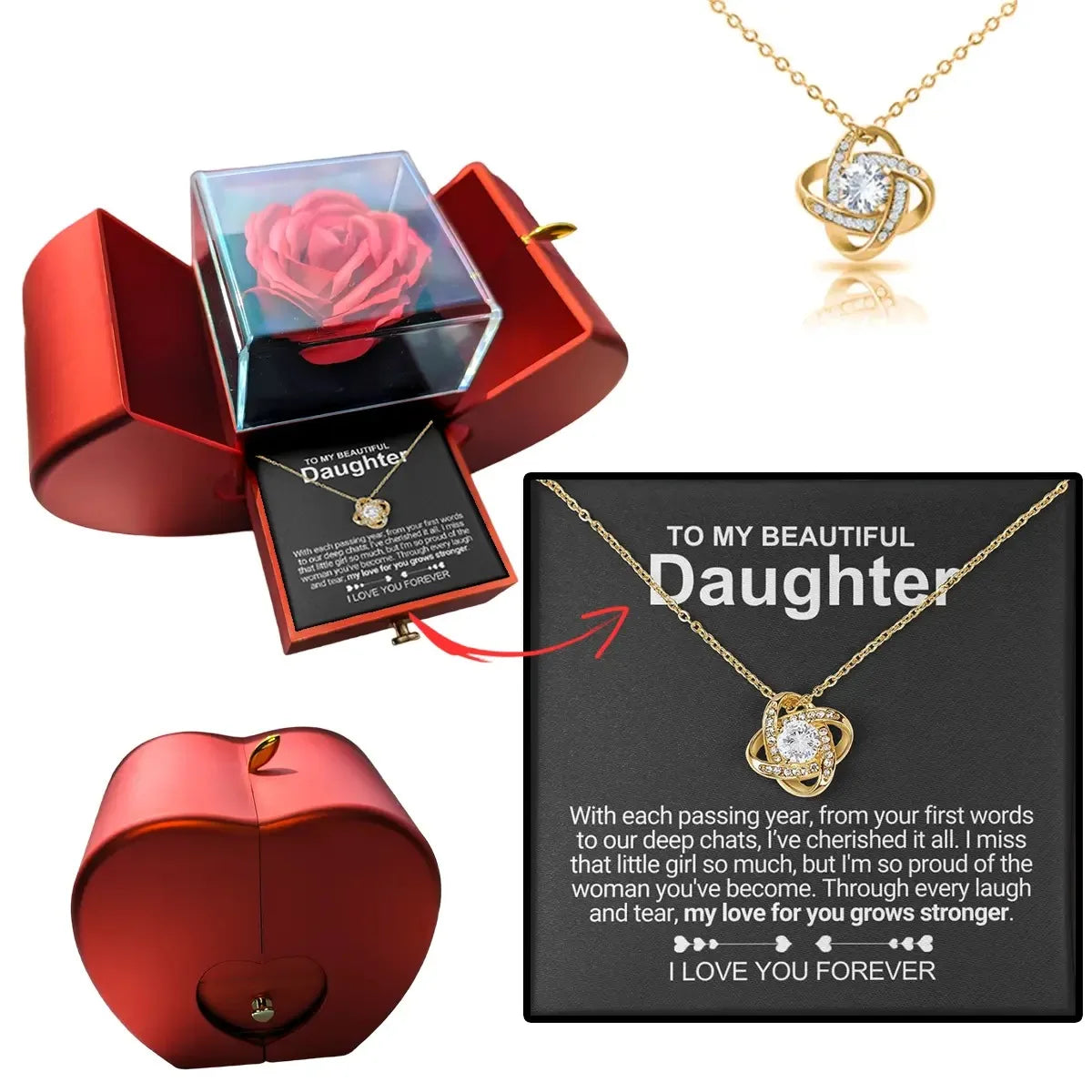 To My Daughter Gifts From Dad Heart Knot Pendant Christmas Gift Father Daughter Girl Necklace 2024 New Hot Dropshipping