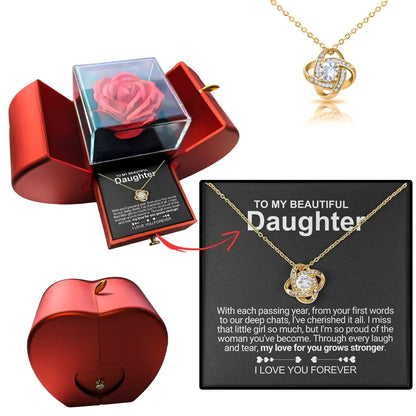 To My Daughter Gifts From Dad Heart Knot Pendant Christmas Gift Father Daughter Girl Necklace 2024 New Hot Dropshipping