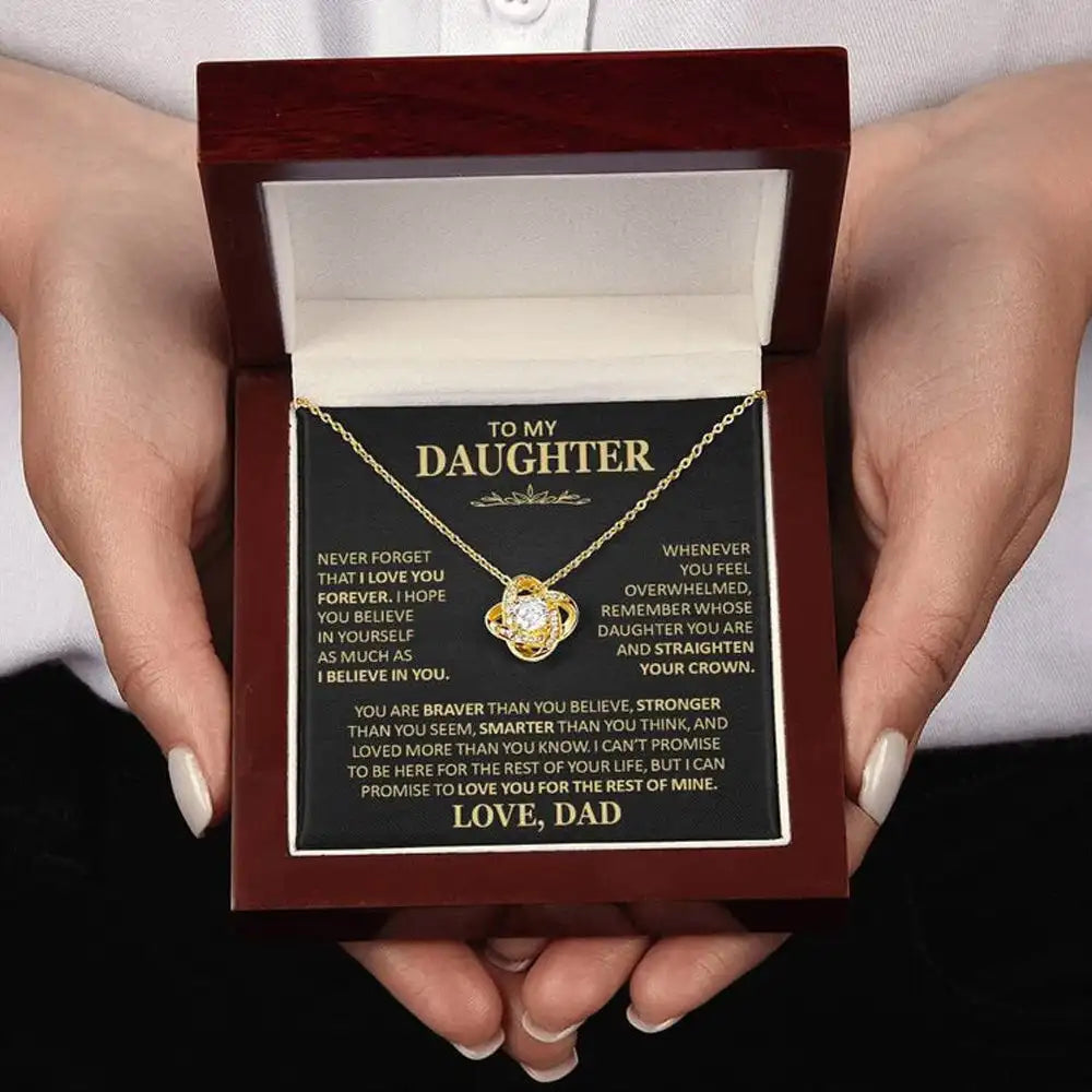 To My Daughter Gifts From Dad Heart Knot Pendant Christmas Gift Father Daughter Girl Necklace 2024 New Hot Dropshipping