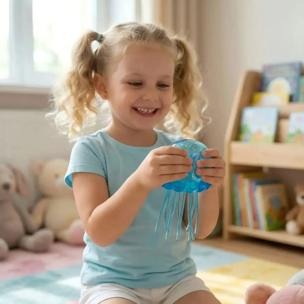 NeeDoh Trending Jellyfish & Cube Squish Toy, Soft Jelly Squeeze Stress Relief Fidget Toy, Sensory NeeDoh for Kids & Adults
