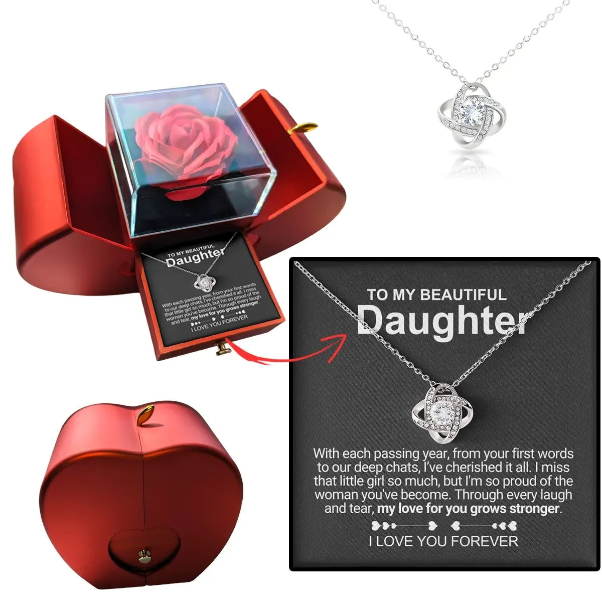 To My Daughter Gifts From Dad Heart Knot Pendant Christmas Gift Father Daughter Girl Necklace 2024 New Hot Dropshipping